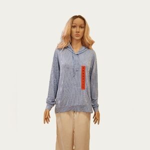 PREPPY Athleisure Cozy Weatherproof Persian Jewel Gingham Knit Hoodie, M NWT*